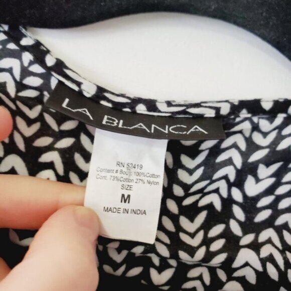 La Blanca Chic Black and White Patterned Boho Swim Coverup M - Picture 3 of 6